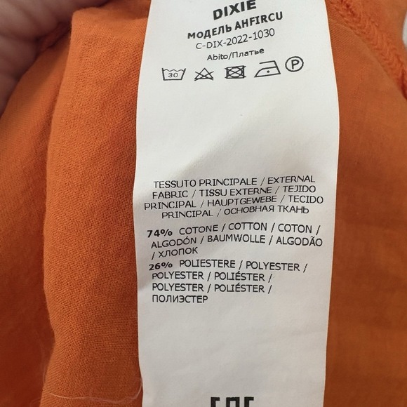 Dixie Italy Orange Eyelet Embroidered Dress Ruffle Sleeve Womens Size Medium - Picture 9 of 9